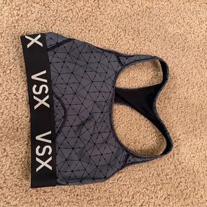 VSX Black and Gray Geometric Sports Bra